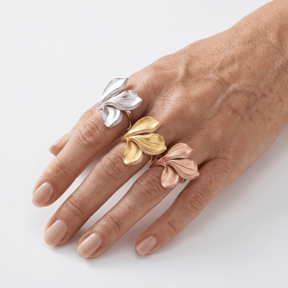 Sculpted Petal 925 Silver Ring - Voisson