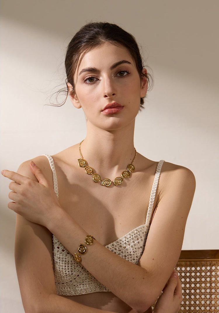 ShellPulse SS 18K Gold Plated Drop Necklace - Voisson