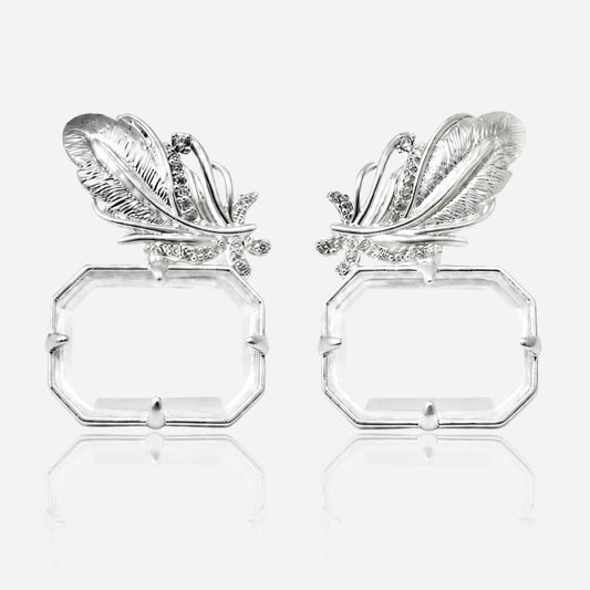 Silver Wing Frame Earrings - Voisson
