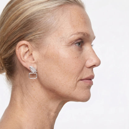Silver Wing Frame Earrings - Voisson