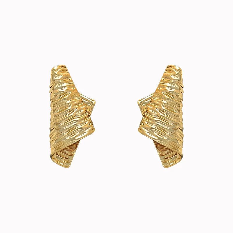 StratumSpark Irregular Fold Stud Earrings - Voisson