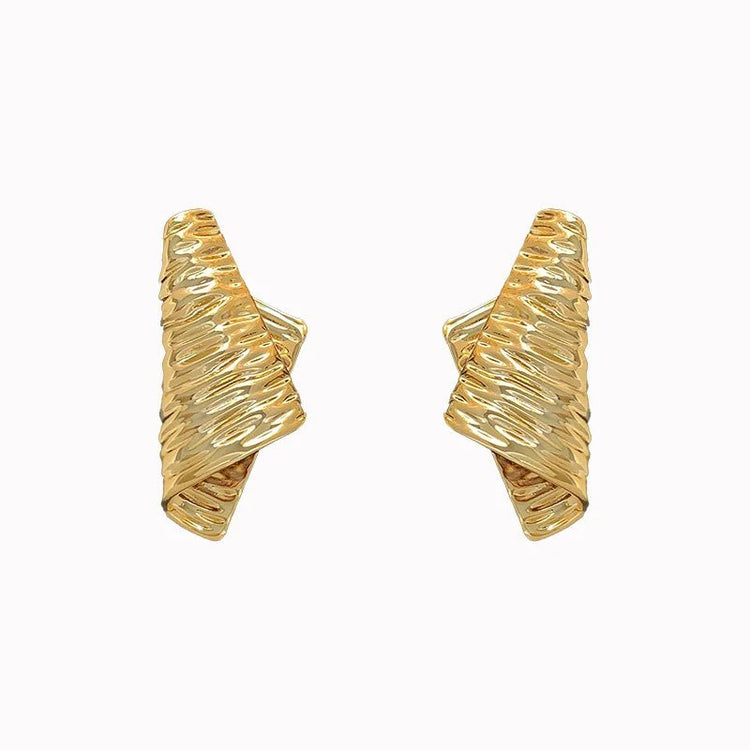 StratumSpark Irregular Fold Stud Earrings - Voisson