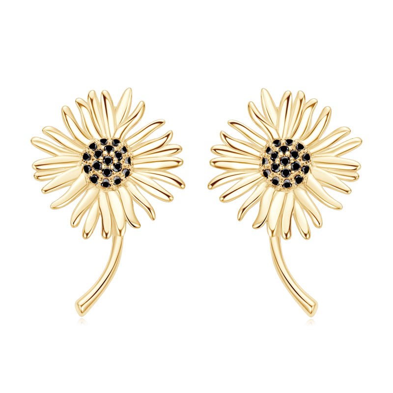 SunflowerPulse 925 Silver Black Zircon Earrings - Voisson