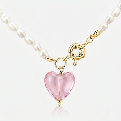 Sweetheart Pearl Charm Necklace - Voisson