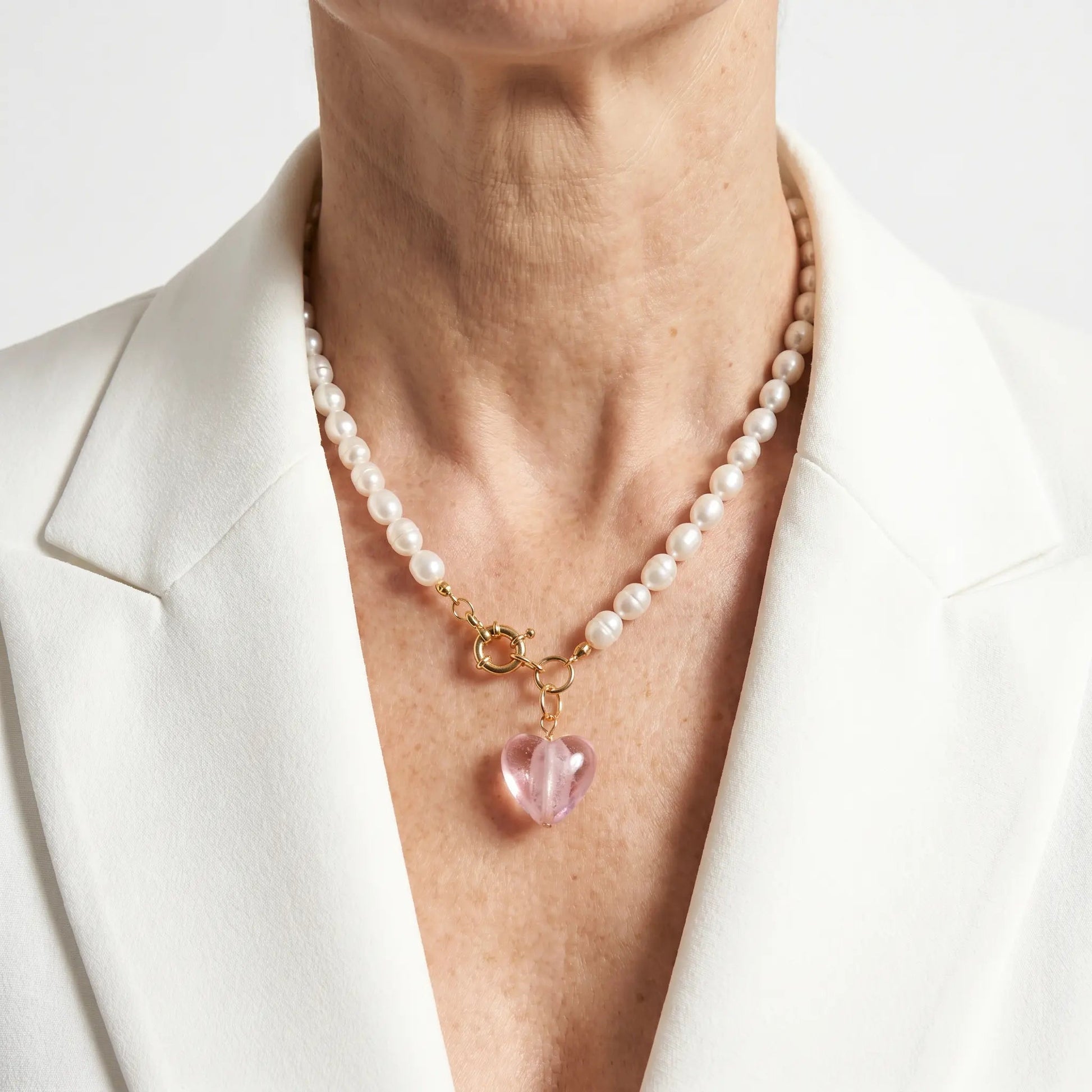 Sweetheart Pearl Charm Necklace - Voisson