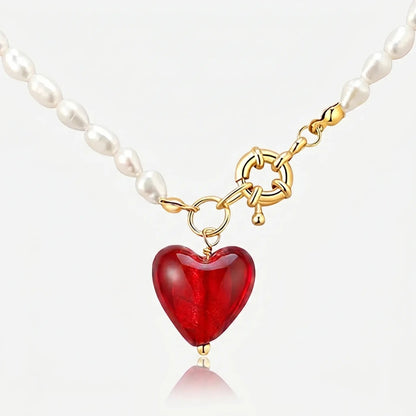 Sweetheart Pearl Charm Necklace - Voisson