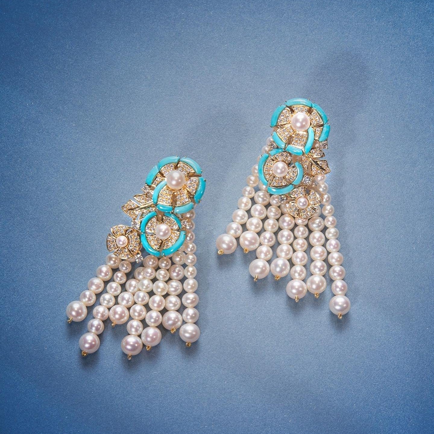 Turquoise Symphony Pearl Earrings - Voisson