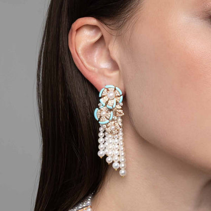 Turquoise Symphony Pearl Earrings - Voisson