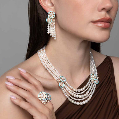 Turquoise Symphony Pearl Earrings - Voisson