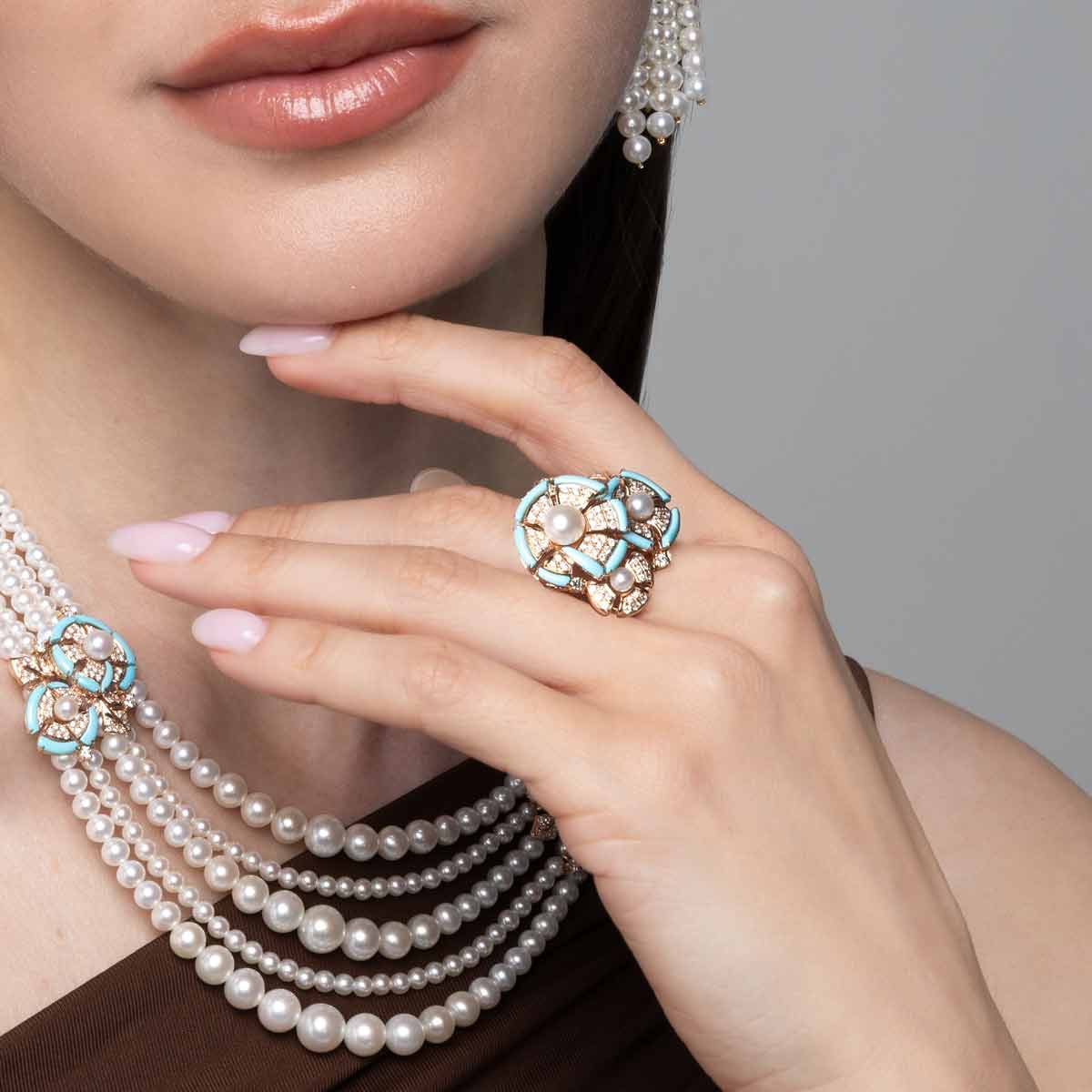 Turquoise Symphony Pearl Ring - Voisson