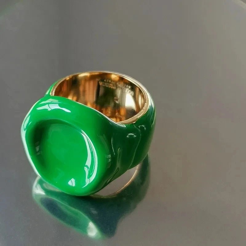 VerdeVision Enamel Art Ring - Voisson