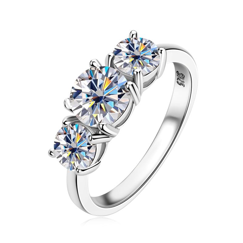 Versai 1Ct Moissanite 925 Sterling Silver Three Stone Ring - Voisson