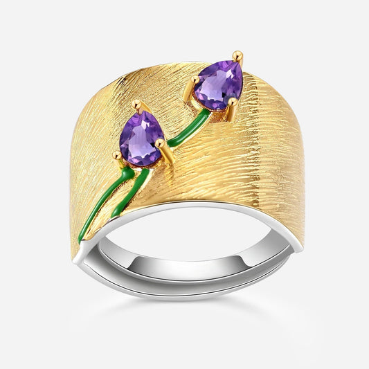 Violet Stem 925 Silver Ring - Voisson