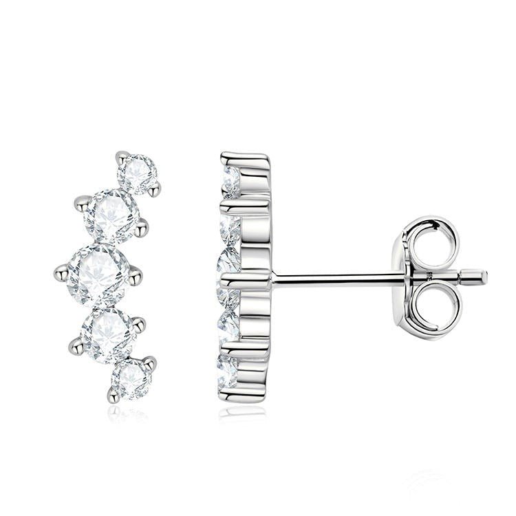 Vision 0.2Ct Moissanite Curved Sterling Silver Earrings - Voisson