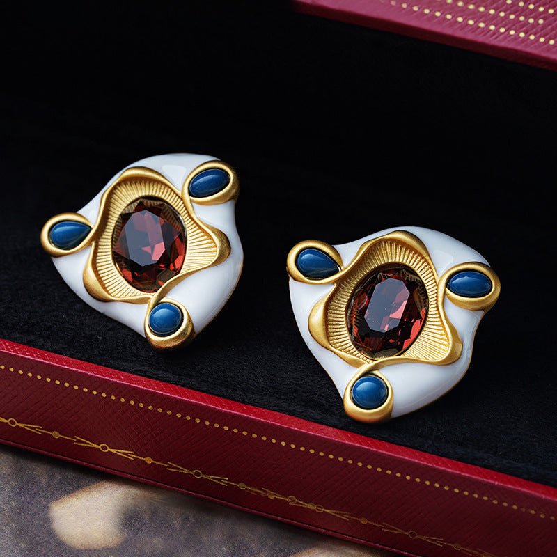 VistaVibe Vintage Ruby Stud Earrings - Voisson