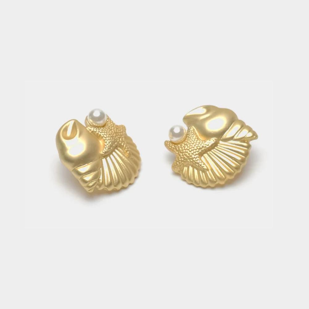 WaveWhisper Pearl Stud Earrings - Voisson