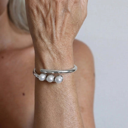 WhisperWing Baroque Pearl Cuff Bracelet - Voisson