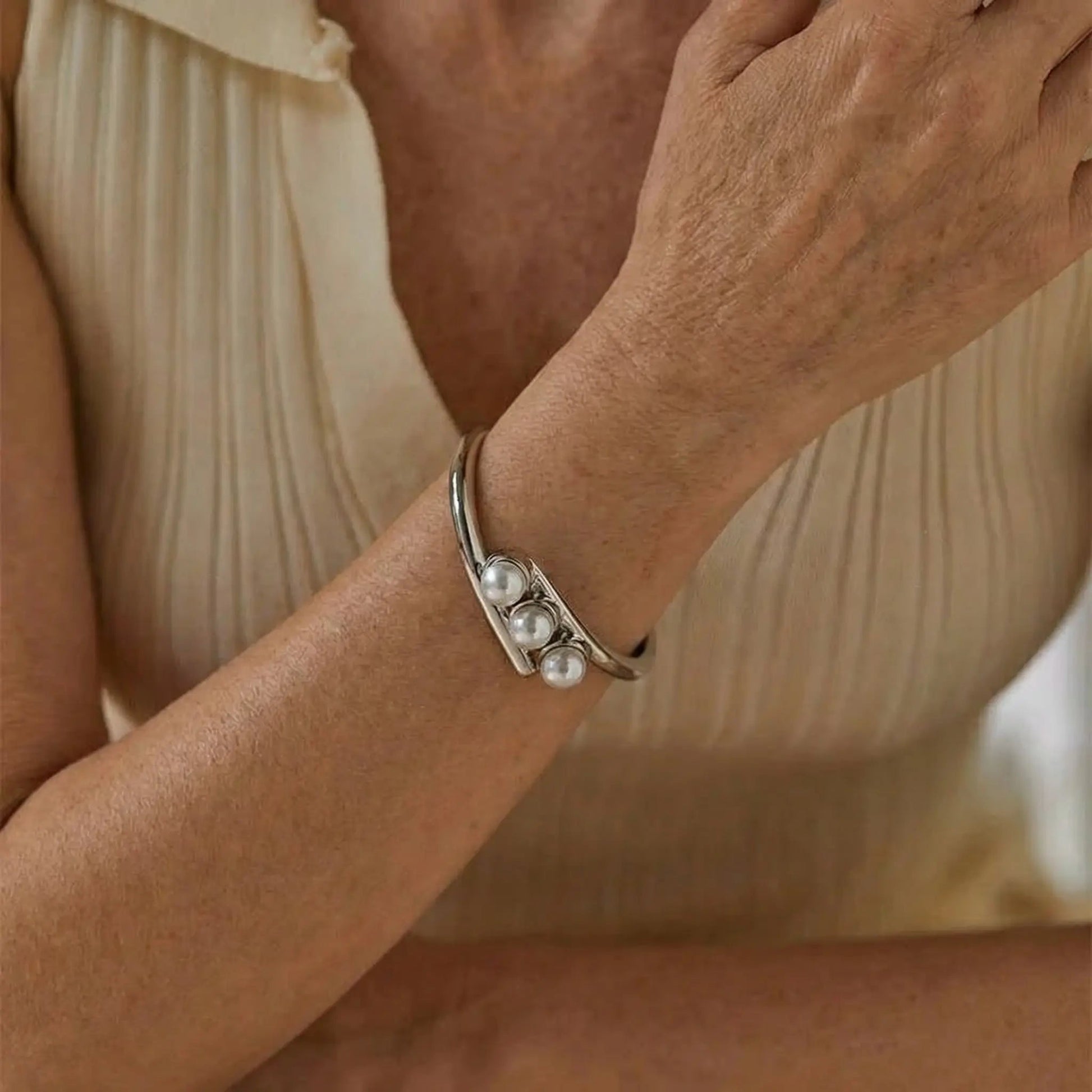 WhisperWing Baroque Pearl Cuff Bracelet - Voisson