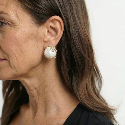 Wildflower Pearl Crown Earrings - Voisson