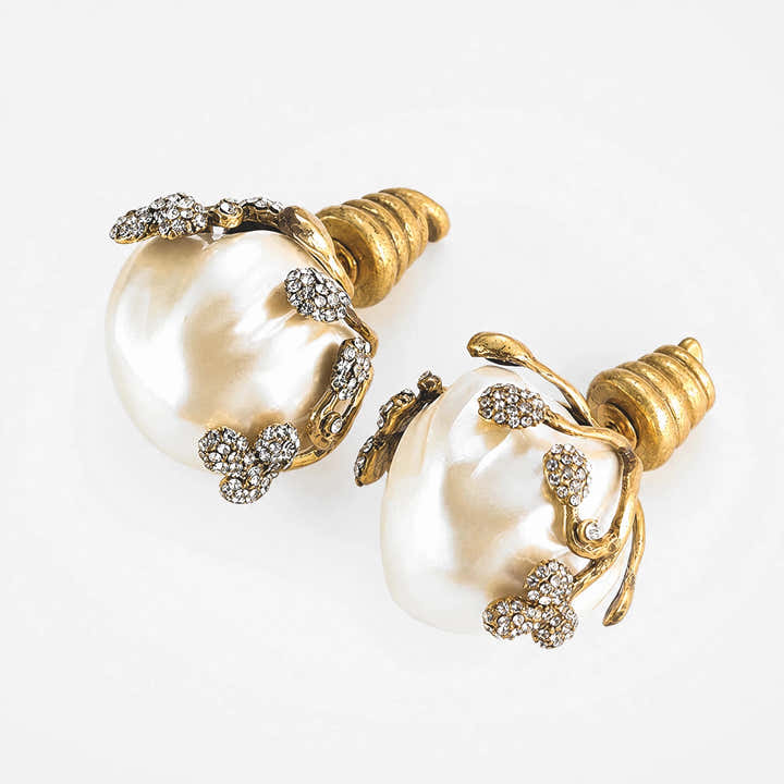 Wildflower Pearl Crown Earrings - Voisson