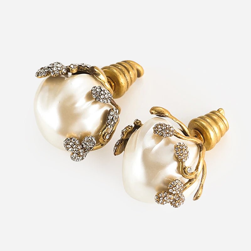 Wildflower Pearl Crown Earrings - Voisson