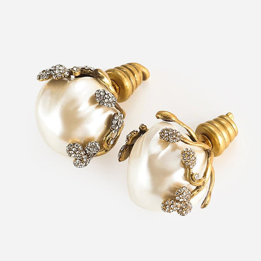 Wildflower Pearl Crown Earrings - Voisson