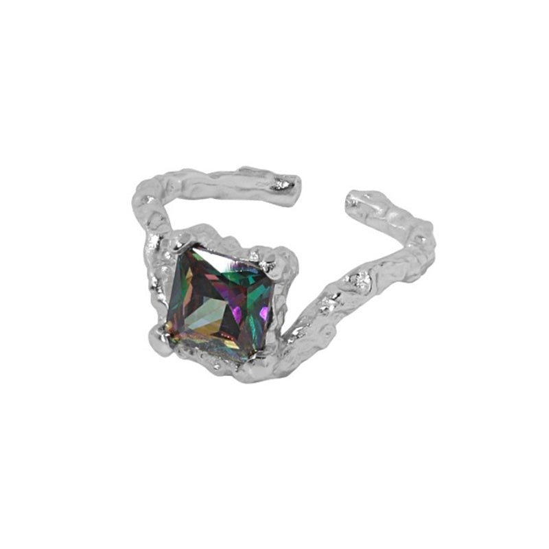 Zemvo S925 Silver Irregular Lava Ring - Voisson