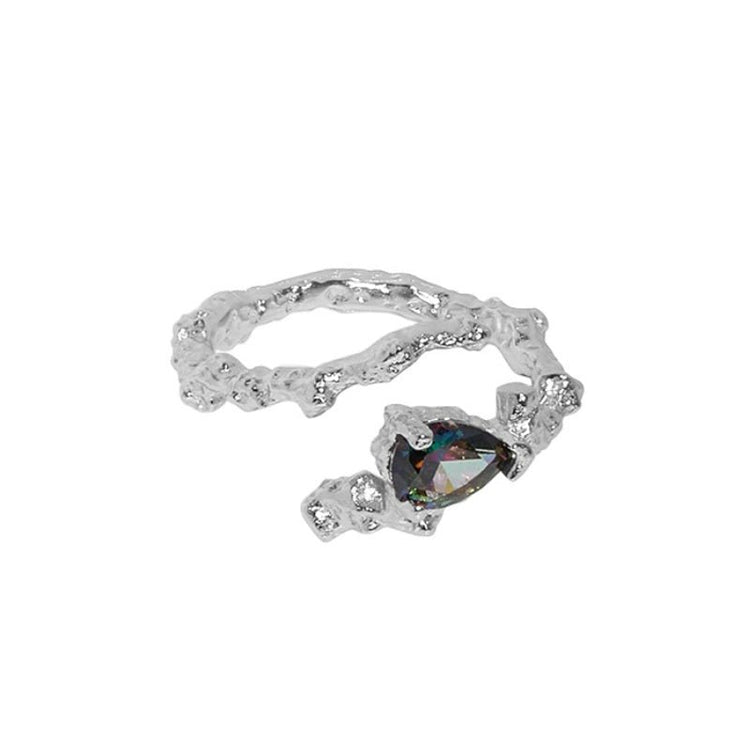 Zemvo S925 Silver Irregular Lava Ring - Voisson